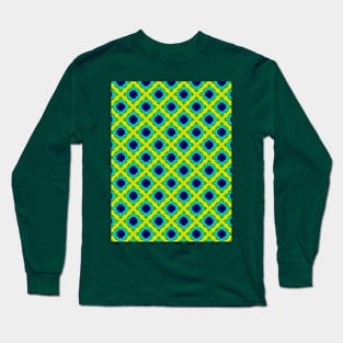 Yellow Green Lattice Pattern Long Sleeve T-Shirt